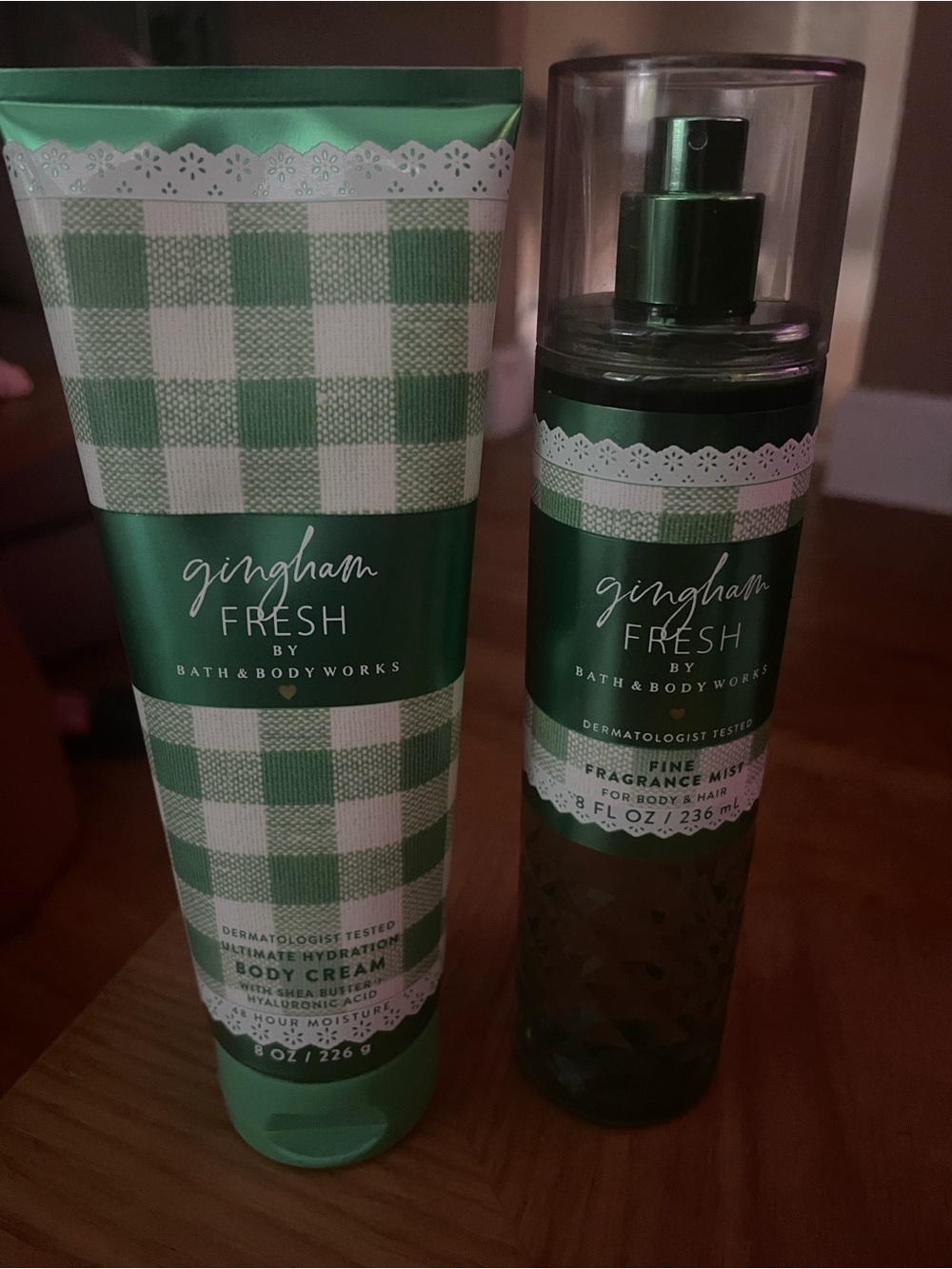Bath & Body Works Gingham Fresh Body Cream & Fragrance Mist - Green